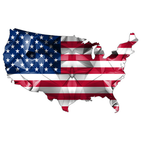 United States flag colors, flag map in geometric, mosaic polygonal style,の写真素材