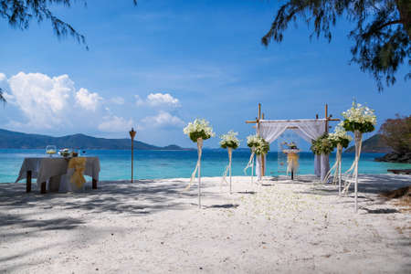 Wedding ceremony place on a tropical beach.の写真素材
