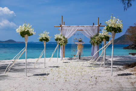 Wedding ceremony place on a tropical beach.の写真素材