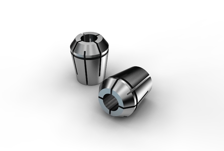 3D illustration of metal collets for instrumentsの写真素材