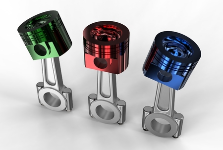 3d illustration of engine pistonsの写真素材