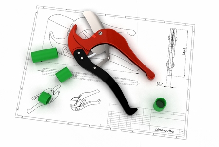 3d illustration of a pipe cutter isolated on whiteの写真素材