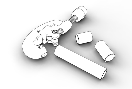 3d illustration of pipe cutterの写真素材
