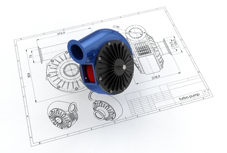 3D illustration of turbo pump