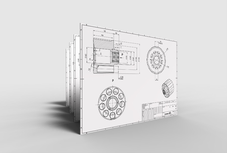 3d illustration of the mechanical drawing with detailの写真素材