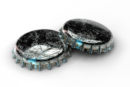 3d illustration of iron bottle capsの写真素材