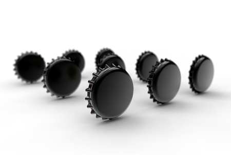 3d illustration of iron bottle capsの写真素材