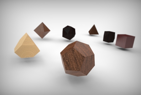 3d illustration of platonic solids isolated on white
