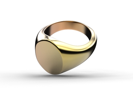 3d illustration of signet ring isolated on whiteの写真素材