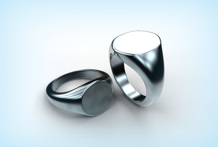 3d illustration of signet ring isolated on whiteの写真素材
