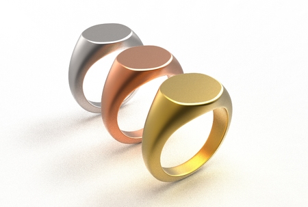 3d illustration of signet ring isolated on whiteの写真素材
