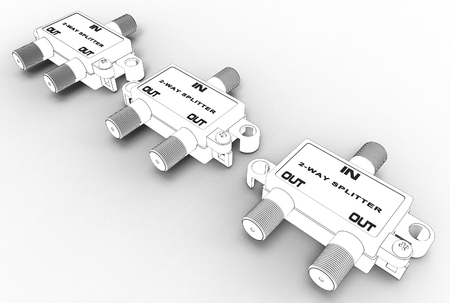 3d illustration of TV cable splitter isolated on whiteの写真素材