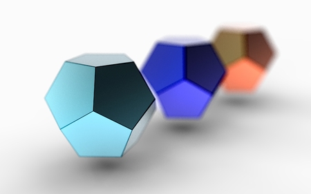 3d illustration of dodecahedron isolated on white backgroundの写真素材