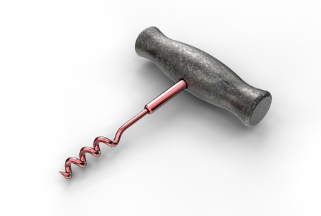 3d illustration of corkscrew isolated on white backgroundの写真素材