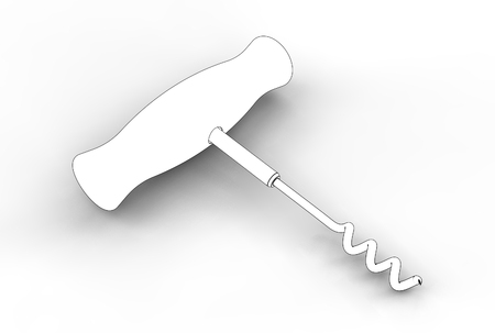 3d illustration of corkscrew isolated on white backgroundの写真素材