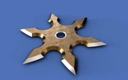 3d illustration of ninja shuriken isolatedの写真素材