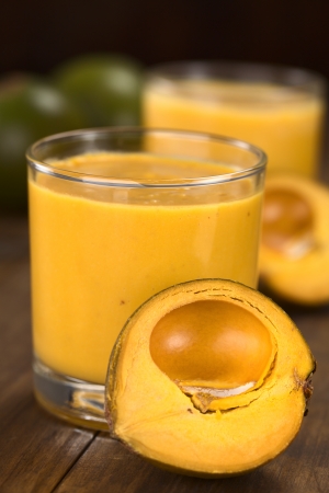 Milkshake made of the Peruvian fruit called lucuma の写真素材