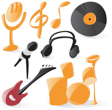 Set of smooth and glossy music icons. Vector illustration. のイラスト素材
