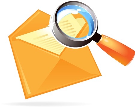 Letter under magnifying glass. Vector illustration.のイラスト素材