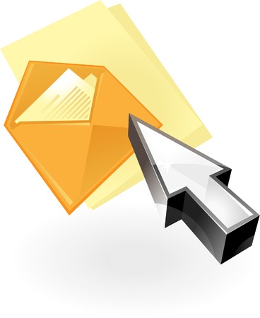 Cursor pointing at letter. Vector illustration.のイラスト素材