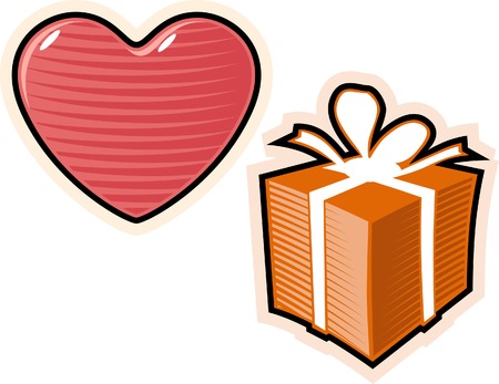 Heart shape and gift box. Vector illustration.のイラスト素材