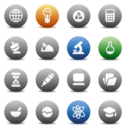 Buttons for science. Icons for websites and interface elements. Vector illustration.のイラスト素材