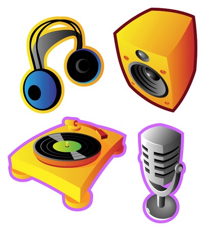 Colorful icons for music and sound. Vector illustration.のイラスト素材