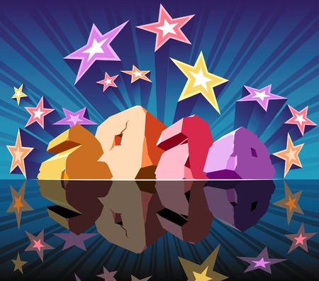 New Year and Christmas 2010 poster. Vector illustration.のイラスト素材