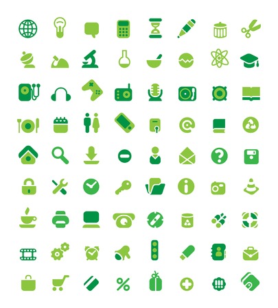 Set of 72 green icons. Vector illustration.のイラスト素材