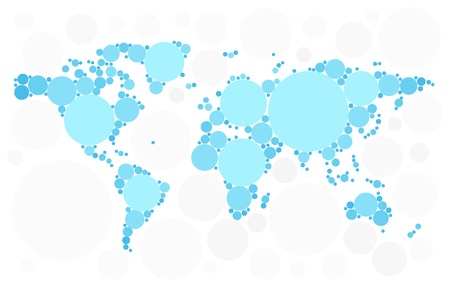 World map made of blue bubbles. Vector illustration.のイラスト素材
