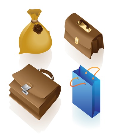 Isometric icon of various bags. Vector illustration.のイラスト素材