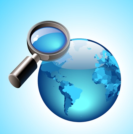 Globe and lens concept. のイラスト素材