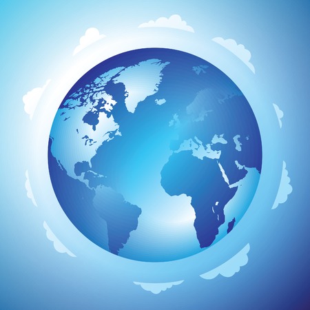 Globe and clouds.  illustration.のイラスト素材