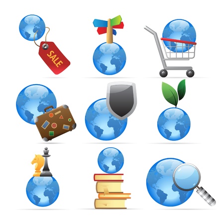 Icons for global concepts. Vector illustration.のイラスト素材
