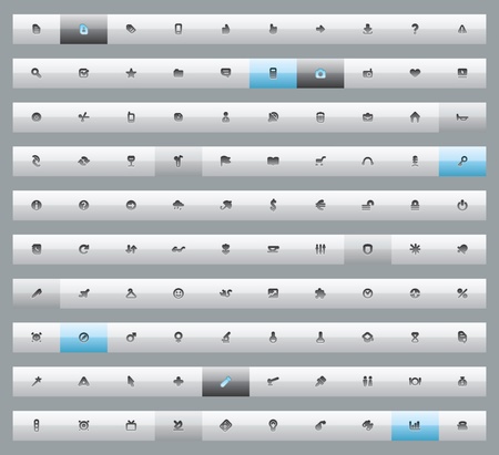 Set of 100 interface buttons for business, entertainment and science. Vector illustration.のイラスト素材