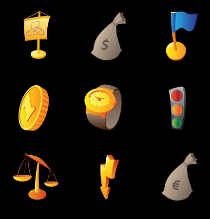 Icons for business and success, black backgroundのイラスト素材