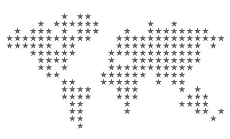 Dotted world map made of star shapes. Vector illustration.のイラスト素材