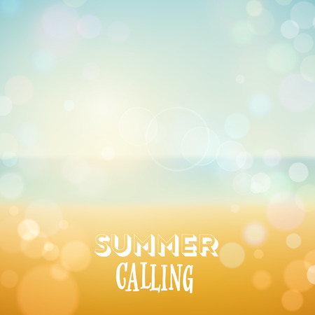 Summer calling Poster on tropical beach backgroundのイラスト素材
