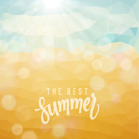 The best summer  Poster on tropical beach background のイラスト素材
