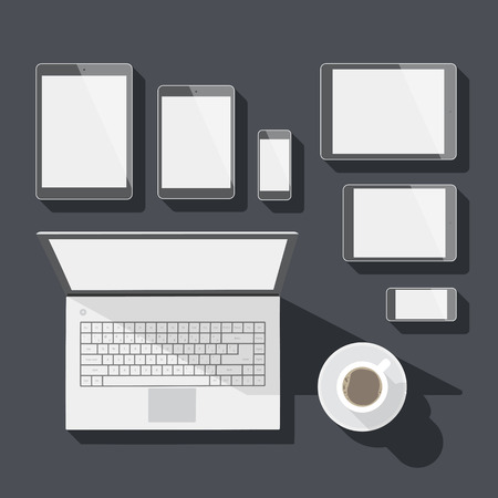 Flat design corporate identity mock-up template. のイラスト素材