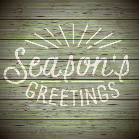 Vintage rustic wood background with slogan for Christmas and New Year holidays. Vector illustration.のイラスト素材