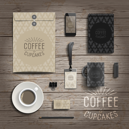 Corporate identity stationery objects print template. Vector illustration.のイラスト素材