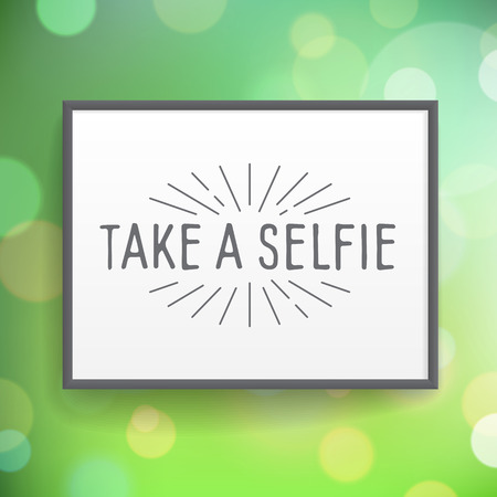 Vintage hand drawn lettering poster for social networking "Take a selfie". Vector illustration.のイラスト素材