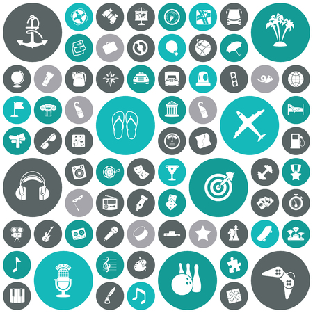 Flat design icons for travel, leisure and music. Vector illustration.のイラスト素材