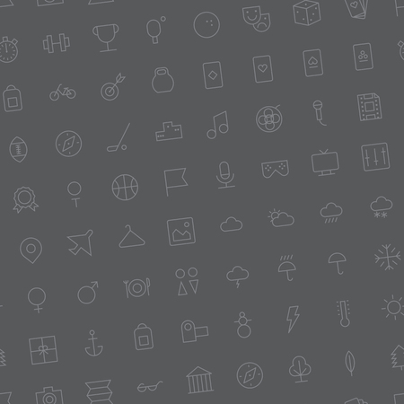 Seamless background pattern for leisure, sport and travel made of thin line icons. Vector illustration.のイラスト素材