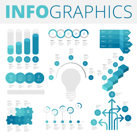 Infographics design elements collection for business, technology and social.のイラスト素材