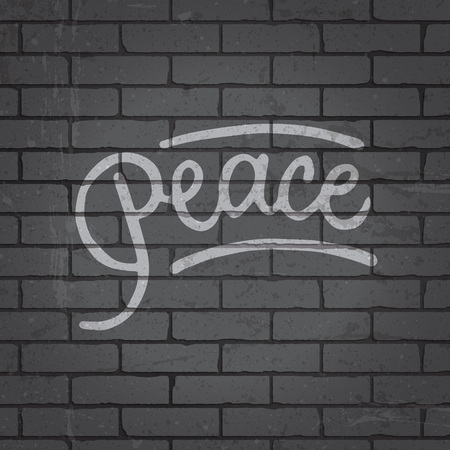 Hand drawn lettering slogan on grunge gray brick wall background. Vector illustration.のイラスト素材