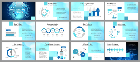 Business presentation templates. Vector infographic elements for company presentation slides, corporate annual report, marketing flyers, leaflets and brochures, banners and web design.のイラスト素材
