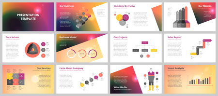 Business presentation templates. Vector infographic elements for company presentation slides, corporate annual report, marketing flyers, leaflets and brochures, banners and web design.のイラスト素材