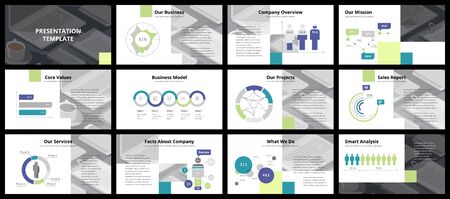 Business presentation templates. Vector infographic elements for company presentation slides,...